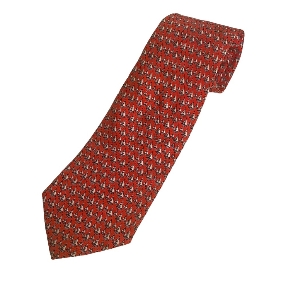 Vineyard Vines Salmon Pink w/ Sailboats Silk Necktie‎ Tie